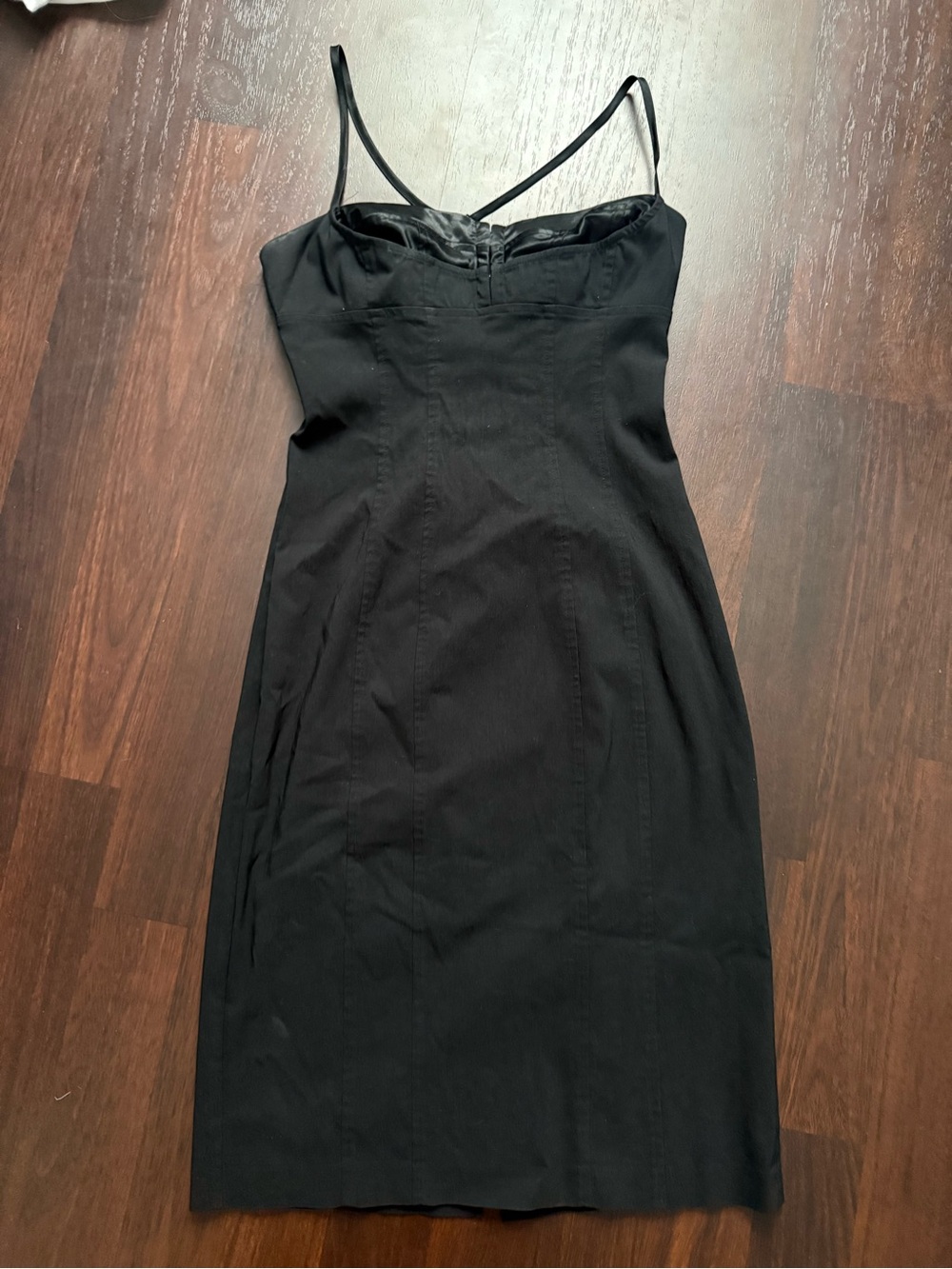 Express Black Midi Slip Dress with Spaghetti Straps